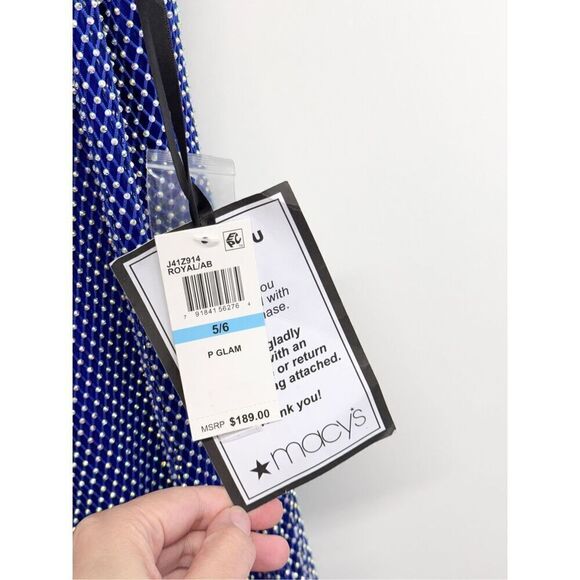 B Darlin‎ Halter Dress Size 5/6 Juniors Embellished Blue Maxi Gown NEW - Picture 5 of 9